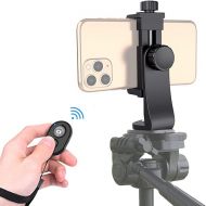Universal Phone Tripod Mount Adapter with Ｗireless Camera Remote, Cell Phone Holder with Adjustable Clamp for Selfie Stick Monopod Compatible with iPhone, Samsung and so on, Wrist Strap Included