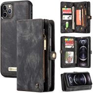 [아마존베스트]Zttopo Wallet case Compatible with iPhone 12 Pro Max, 2 in 1 Leather Zipper Detachable Magnetic 11 Card Slots Card Slots Money Pocket Cover with Screen Protector Case Wallet 6.7 In