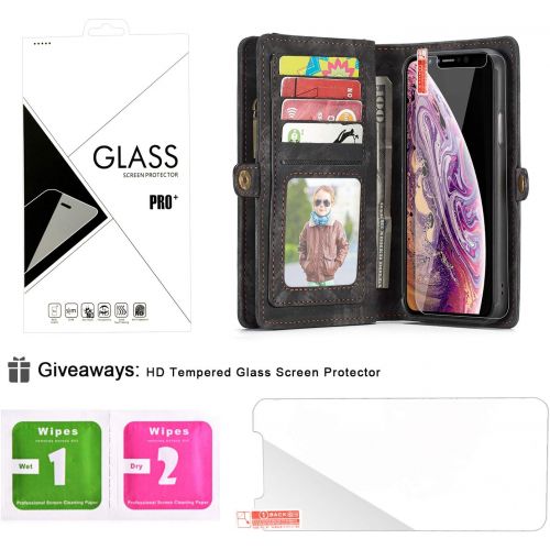  [아마존베스트]Zttopo Wallet case Compatible with iPhone 12 Pro Max, 2 in 1 Leather Zipper Detachable Magnetic 11 Card Slots Card Slots Money Pocket Cover with Screen Protector Case Wallet 6.7 In