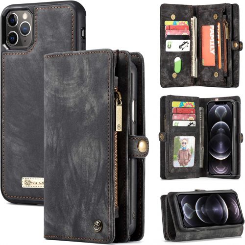  [아마존베스트]Zttopo Wallet case Compatible with iPhone 12 Pro Max, 2 in 1 Leather Zipper Detachable Magnetic 11 Card Slots Card Slots Money Pocket Cover with Screen Protector Case Wallet 6.7 In