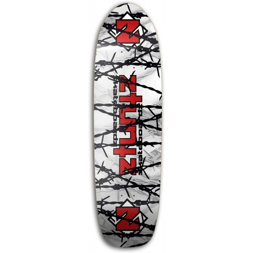  ztuntz skateboards No Trespassing Old School Skateboard Deck, 8.50 x 32-Inch/14.5-Inch WB, White/Gray/Red/Black