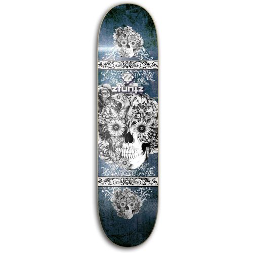  ztuntz skateboards KPD Ornate Park 7.50 x 31-14 WB Skateboard Deck, Blue/Black