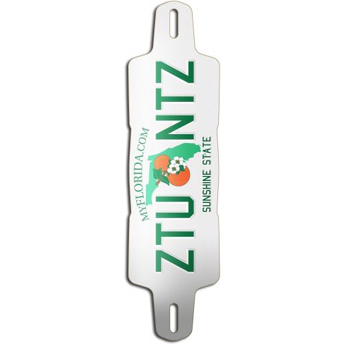  ZtuntZ Skateboards Glider Florida License Plate Longboard Deck, Green/White/Orange