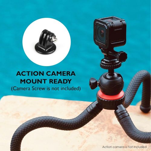  Ztylus 12” Flexible Mini Tripod with Universal Phone Holder (up to 85mm), Ball Head, Aluminum Hand Grip, Action Camera Mount, Lightweight & Portable, Travel Gadget for iPhone, Samsung, Go