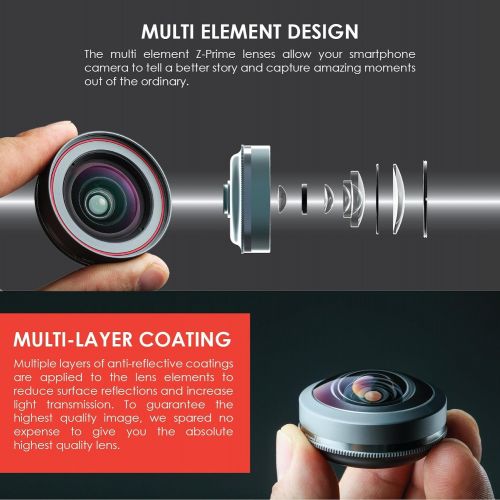  Ztylus Z-PRIME MARK II 3+1 Lens Kit: Telephoto, Wide Angle And Macro Lens with Lens Adapter for Apple iPhone 7  8  7 Plus  8 Plus  X  XS  XR  XS MAX