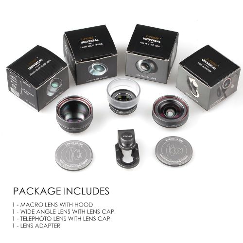  Ztylus Z-PRIME MARK II 3+1 Lens Kit: Telephoto, Wide Angle And Macro Lens with Lens Adapter for Apple iPhone 7  8  7 Plus  8 Plus  X  XS  XR  XS MAX