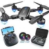 [아마존 핫딜] [아마존핫딜]Zuhafa T4 Foldable Drone with 1080P HD Camera,WiFi FPV RC Drone with Camera Live Video Drone for Beginners-Gesture Photographing,Human Following,Palm Control,Double Camera(2Pcs Bat