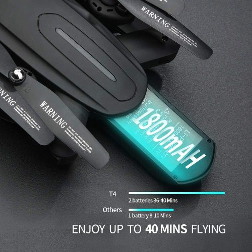  [아마존 핫딜] [아마존핫딜]Zuhafa T4 Foldable Drone with 1080P HD Camera,WiFi FPV RC Drone with Camera Live Video Drone for Beginners-Gesture Photographing,Human Following,Palm Control,Double Camera(2Pcs Bat