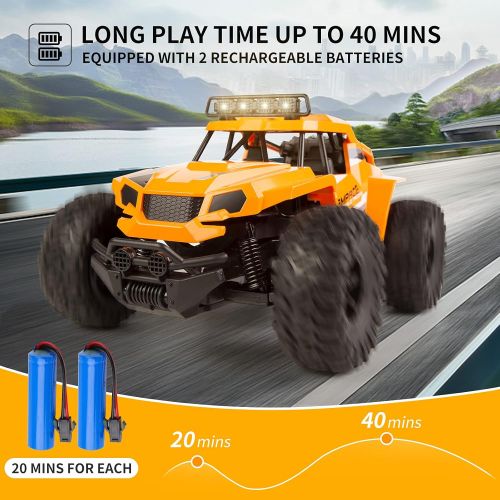  zuhafa 1:14 Scale RC Trucks K14,25kmh High Speed for Adults Boys Kids, RC Cars 2.4GHz All Terrain Off Road Monster Hobby Toys Gift with Headlights 2 Batteries