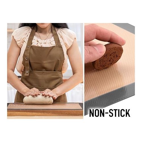 Zulay Kitchen 2-Pack Silicone Baking Mat Sheet - Reusable Silicone Baking Sheet - Easy & Convenient Nonstick Baking Supplies - 16.5