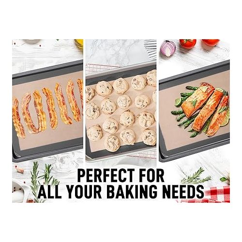  Zulay Kitchen 2-Pack Silicone Baking Mat Sheet - Reusable Silicone Baking Sheet - Easy & Convenient Nonstick Baking Supplies - 16.5