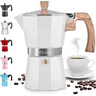 Zulay Classic Italian Style 6 Espresso Cup Moka Pot, Stovetop Maker for Great Flavored Strong Espresso, Makes Delicious Coffee, Easy to Operate & Quick Cleanup Pot (White)