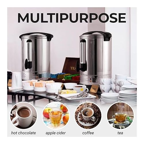  Zulay Commercial Coffee Urn - 100 Cup Fast Brew Stainless Steel Hot Beverage Dispenser - BPA-Free Commercial Coffee Maker - Hot Water Urn for Catering - Easy Two Way Dispensing - Hot Drink Dispenser