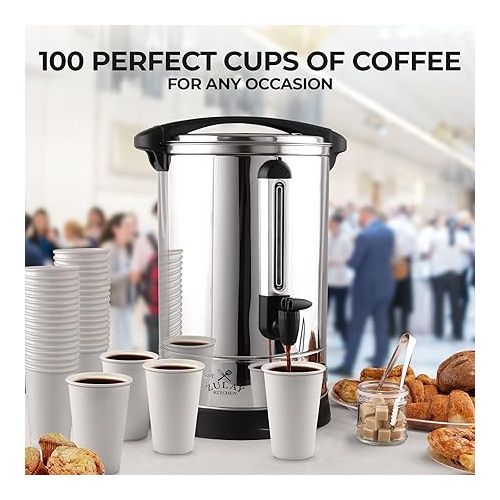  Zulay Commercial Coffee Urn - 100 Cup Fast Brew Stainless Steel Hot Beverage Dispenser - BPA-Free Commercial Coffee Maker - Hot Water Urn for Catering - Easy Two Way Dispensing - Hot Drink Dispenser