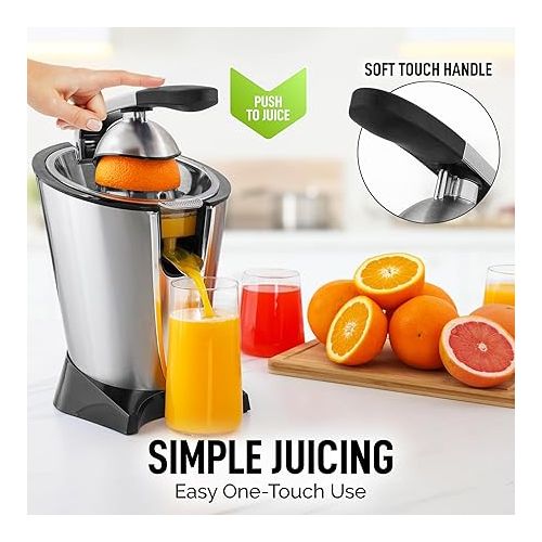  Zulay Powerful Electric Orange Juicer Squeezer - Stainless Steel Citrus Juicer Electric With Soft Touch Grip & Superior Motor For Effortless Juicing - Easy to Clean Exprimidor de Naranjas Electrico