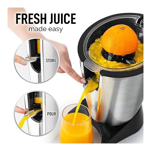  Zulay Powerful Electric Orange Juicer Squeezer - Stainless Steel Citrus Juicer Electric With Soft Touch Grip & Superior Motor For Effortless Juicing - Easy to Clean Exprimidor de Naranjas Electrico
