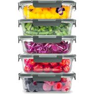 Zulay 5-Pack 36oz BPA-Free Borosilicate Glass Food Storage Containers, Airtight Lids, Dishwasher/Freezer Safe - For Meal Prep, Kitchen Storage