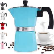 Zulay Kitchen Stovetop Espresso Maker - Moka Pot 6 Espresso Cups - Percolator Coffee Maker for Classic Cuban & Italian Style Espresso - Portable Coffee Maker for Camping & Travel - (Blue)