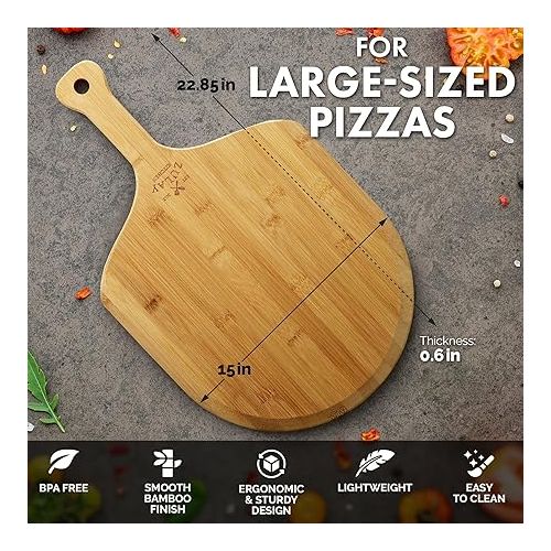  Zulay Kitchen Wooden Pizza Peel - Large 15