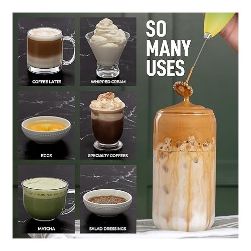  Zulay Powerful Milk Frother Handheld Foam Maker for Lattes - Whisk Drink Mixer for Coffee, Mini Foamer for Cappuccino, Frappe, Matcha, Hot Chocolate by Milk Boss (Kiwi)