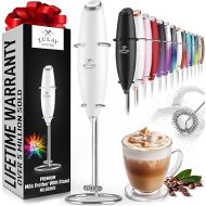 Zulay Kitchen Powerful Milk Frother Wand - Ultra Fast Handheld Drink Mixer - Electric Whisk Foam Maker for Coffee, Lattes, Cappuccino, Frappe, Matcha & Coffee Creamer - Milk Boss White