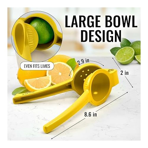  Zulay Kitchen Metal Lemon Squeezer - Handheld Lemon Juicer Squeezer - Easy to Use Citrus Juicer - Manual Press for Extracting the Most Juice Possible - Extracts Every Last Drop