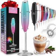 Zulay Powerful Milk Frother Handheld Foam Maker for Lattes - Whisk Drink Mixer for Coffee, Mini Foamer for Cappuccino, Frappe, Matcha, Hot Chocolate by Milk Boss (Bubblegum)