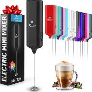 Powerful Mini Froth Milk Frother Wand - Electric Hand Mixer - Portable Frother Handheld for Coffee - Drink Mixer for Lattes, Cappuccino, Matcha, Hot Chocolate, Creamer - Black