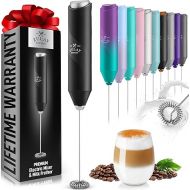 Zulay Kitchen Powerful Milk Frother Wand - Mini Milk Frother Handheld Stainless Steel - Battery Operated Drink Mixer for Coffee, Lattes, Cappuccino, Matcha - Froth Mate Milk Frother Gift - Black