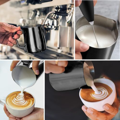  Zulay Kitchen Frothing Pitcher ? Best Milk Frother Steamer Cup - Easy to Read Creamer Measurements Inside - Foam Making for Coffee Chai Cappuccino Latte & Hot Chocolate ? Stainless Steel 12oz/35