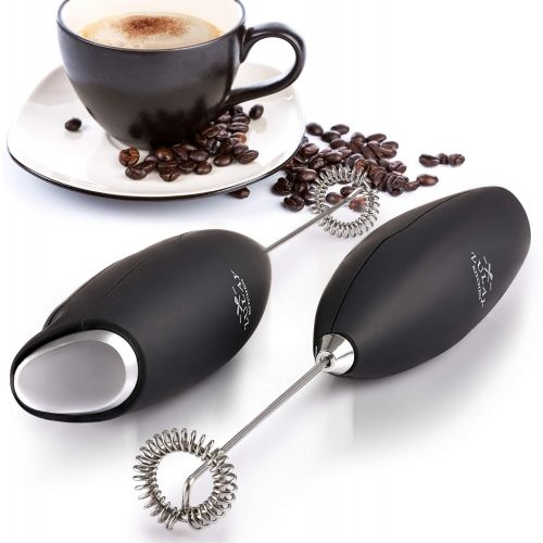  Zulay Kitchen Zulay Milk Frother Complete Set Coffee Gift, Handheld Foam Maker for Lattes - Whisk Drink Mixer for Bulletproof Coffee, Mini Blender for Cappuccino, Frappe - Includes Frother, Sten