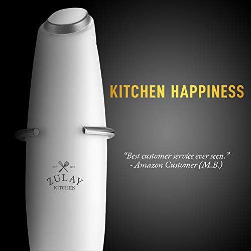  Zulay Kitchen Zulay Original Milk Frother Handheld Foam Maker for Lattes - Whisk Drink Mixer for Coffee, Mini Foamer for Cappuccino, Frappe, Matcha, Hot Chocolate by Milk Boss (Frosted White)