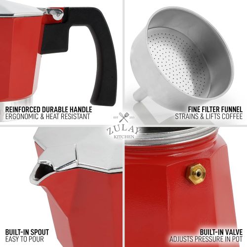  Zulay Kitchen Zulay Classic Stovetop Espresso Maker for Great Flavored Strong Espresso, Classic Italian Style 5.5 Espresso Cup Moka Pot, Makes Delicious Coffee, Easy to Operate & Quick Cleanup P