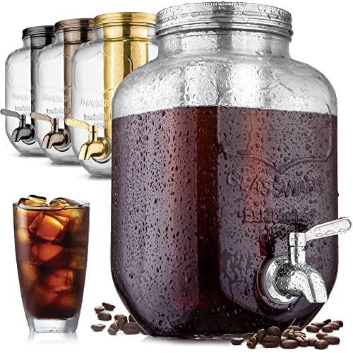  1 Gallon Cold Brew Coffee Maker with EXTRA-THICK Glass Carafe & Stainless Steel Mesh Filter - Premium Iced Coffee Maker, Cold Brew Pitcher & Tea Infuser - by Zulay Kitchen