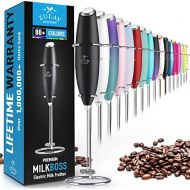 Zulay Kitchen Zulay Original Milk Frother Handheld Foam Maker for Lattes - Whisk Drink Mixer for Coffee, Mini Foamer for Cappuccino, Frappe, Matcha, Hot Chocolate by Milk Boss (Black)