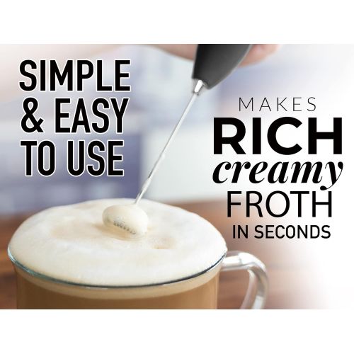  Zulay Kitchen Zulay Original Milk Frother Handheld Foam Maker for Lattes - Whisk Drink Mixer for Coffee, Mini Foamer for Cappuccino, Frappe, Matcha, Hot Chocolate by Milk Boss (Black)