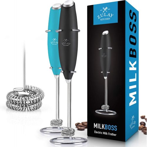 Zulay New Double Whisk - Improved Motor Milk Boss Milk Frother - Handheld Frother Whisk - High Powered Milk Foamer Frother Mini Blender for Coffee, Bulletproof Coffee, Cappuccino,