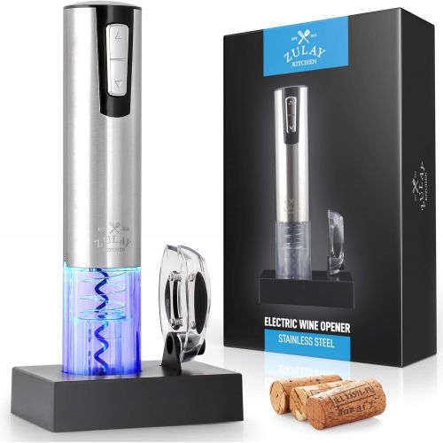  Zulay Kitchen Zulay Electric Wine Opener With Charging Base and Foil Cutter - Stainless Steel Automatic Wine Bottle Opener - Rechargeable Electric Wine Bottle Opener - Wine Opener Electric Corks