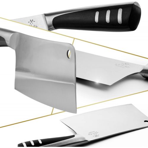  Zulay Kitchen Meat Cleaver Butcher Knife - 7 Inch Stainless Steel Cleaver Knife For Meat Cutting With Comfortable Grip Handle - Heavy Duty Professional Chopping Knife For Home Kitc
