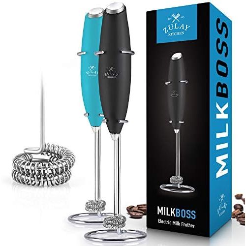  [아마존베스트]Zulay Kitchen Zulay New Double Whisk - Improved Motor Milk Boss Milk Frother - Handheld Frother Whisk - High Powered Milk Foamer Frother Mini Blender for Coffee, Bulletproof Coffee, Cappuccino,