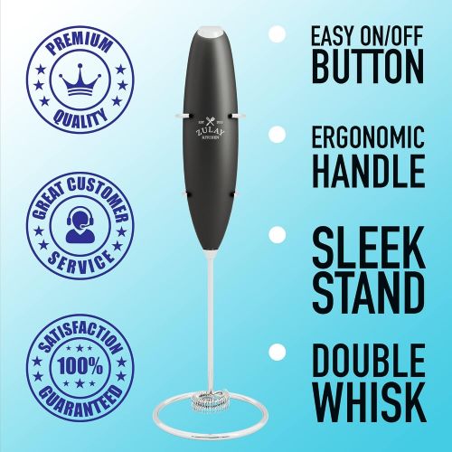  [아마존베스트]Zulay Kitchen Zulay New Double Whisk - Improved Motor Milk Boss Milk Frother - Handheld Frother Whisk - High Powered Milk Foamer Frother Mini Blender for Coffee, Bulletproof Coffee, Cappuccino,