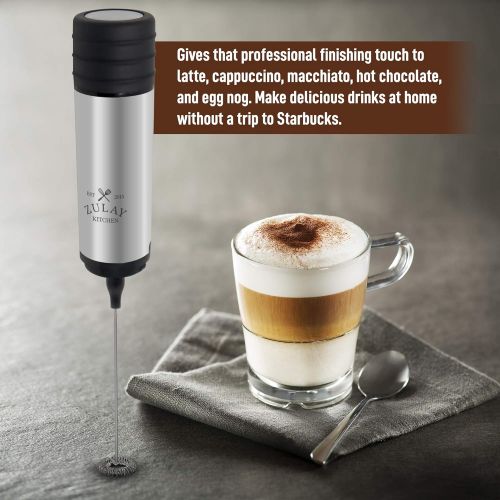  [아마존베스트]Zulay Kitchen High powered hand frother and milk frother for coffee with protective cover, movable & ideal for travel foam frother for bulletproof coffee, cappuccino, keto coffe.