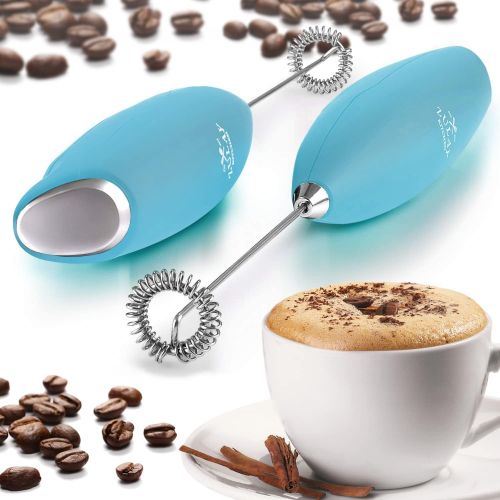  [아마존베스트]Zulay Kitchen Zulay Original Milk Frother Handheld Foam Maker for Latte - Whisk Drink Mixer for Bullet Proof Coffee, Mini Foam for Cappuccino, Frappe, Matcha, Hot Chocolate Aqua Sky (Teal)