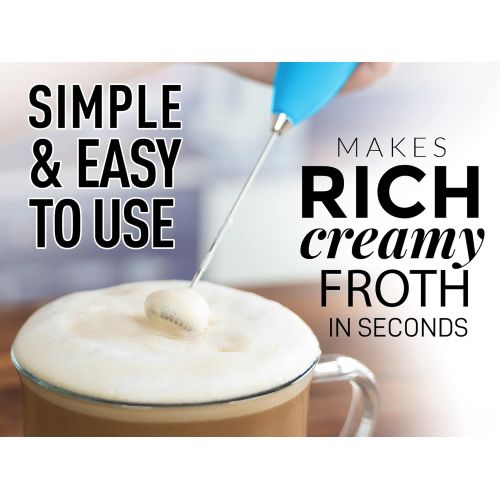  [아마존베스트]Zulay Kitchen Zulay Original Milk Frother Handheld Foam Maker for Latte - Whisk Drink Mixer for Bullet Proof Coffee, Mini Foam for Cappuccino, Frappe, Matcha, Hot Chocolate Aqua Sky (Teal)