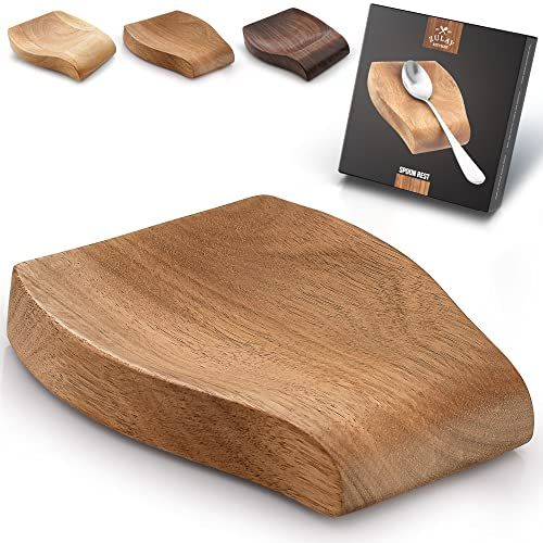  Zulay Kitchen Zulay Acacia Wood Spoon Rest For Kitchen Smooth Wooden Spoon Holder For Stovetop With Non Slip Silicone Feet Perfect Holder For Spatulas, Spoons, Tongs & More