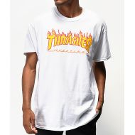 THRASHER Thrasher Flame Logo White T-Shirt