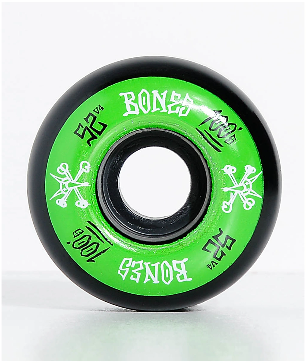 BONES Bones 100 Ringers 52mm Green & Black Skateboard Wheels