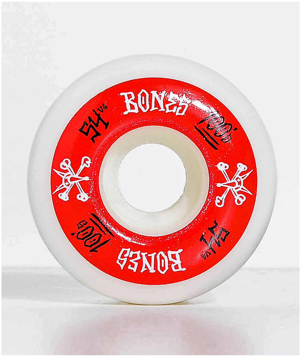 BONES Bones 100 Ringers 54mm Red & White Skateboard Wheels