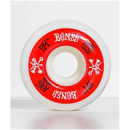  BONES Bones 100 Ringers 54mm Red & White Skateboard Wheels