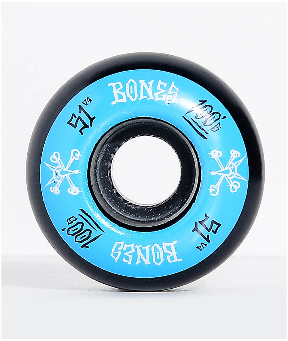 BONES Bones 100 Ringers 51mm Blue & Black Skateboard Wheels